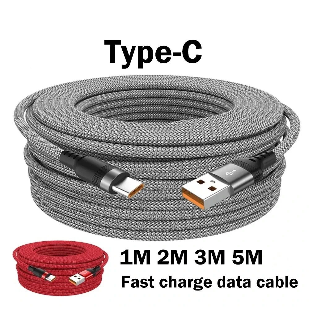 6A USB TYPE C Fast Charge Cable USB C Extend Charging Cable For IPhone 15 16 Huawei Samsung Xiaomi Quick Charging Phone Cable