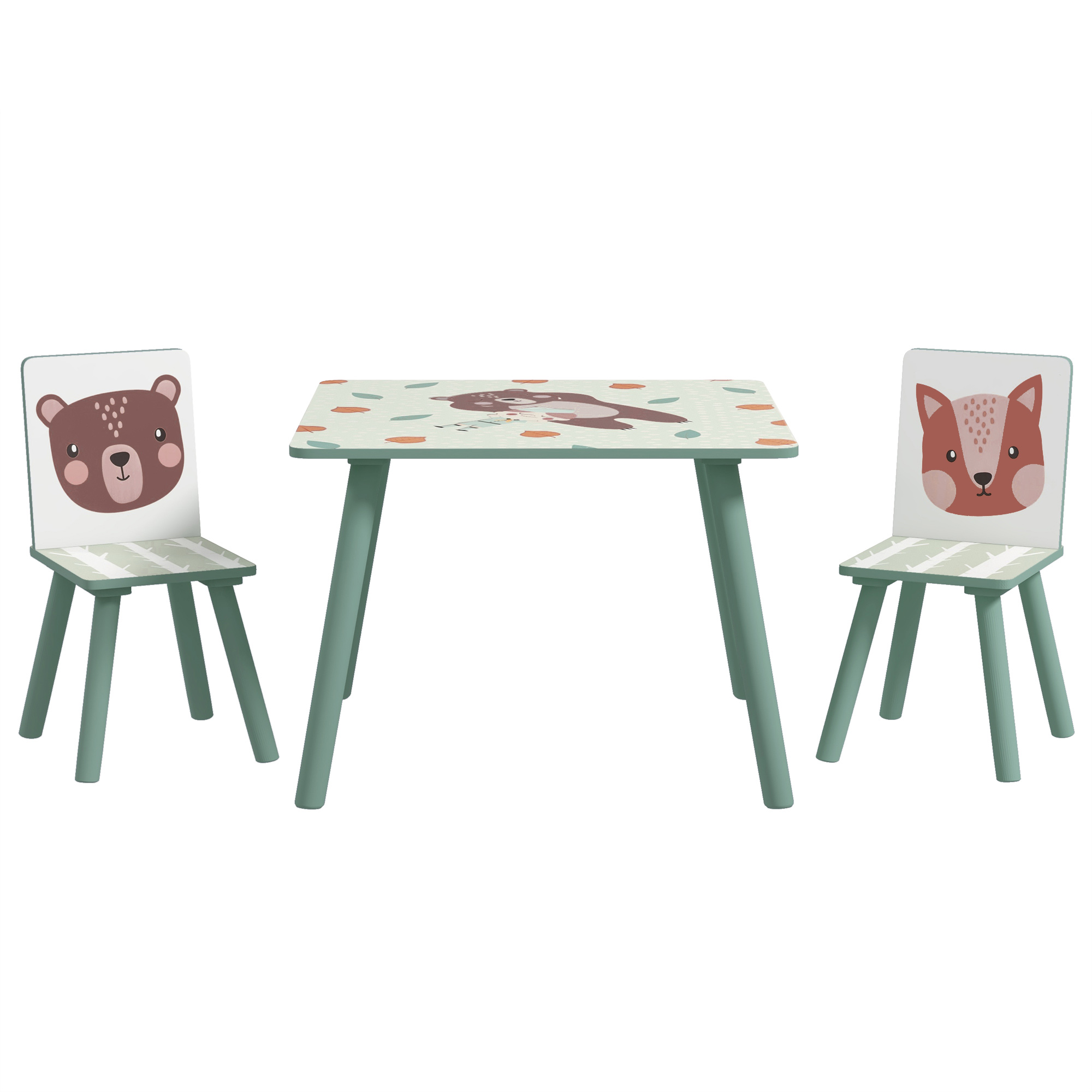 ZONEKIZ table et chaises enfant 3 pièces pour chambre salle de jeux vert