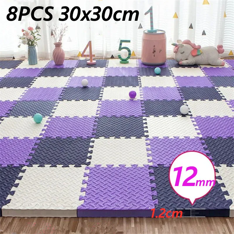 Tatame Gyms & Playmats 8PCS 30x30cm Activities for Baby Mat Thick 1.2cm Baby Playing Mat Floor Noise Mat Gym for Babies Game Mat