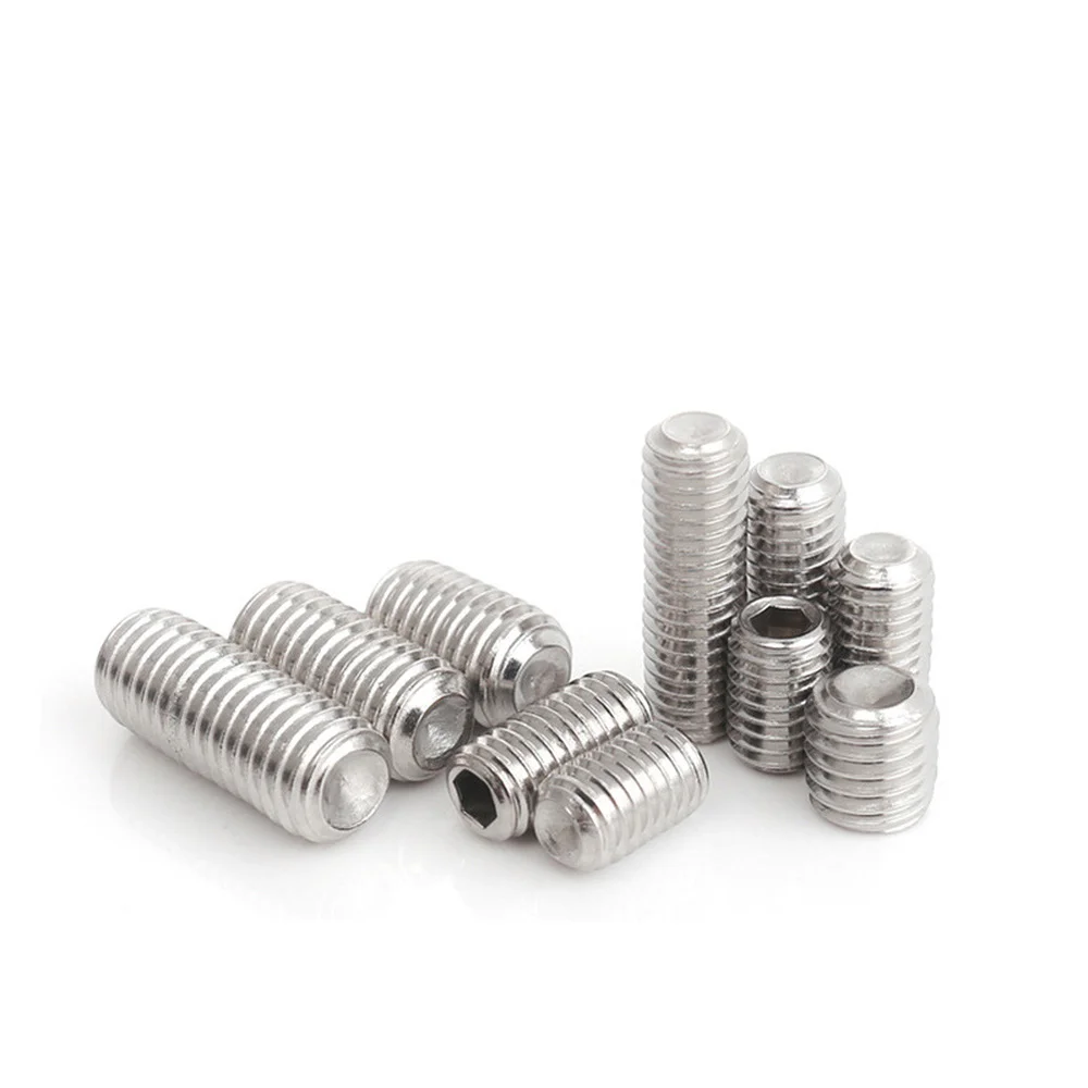 10 unids/lote juego de zócalos hexagonales tornillo punta de copa de acero inoxidable M2 M3 M4 M5 M6 M8 M10 tornillo hexagonal sin cabeza DIN916