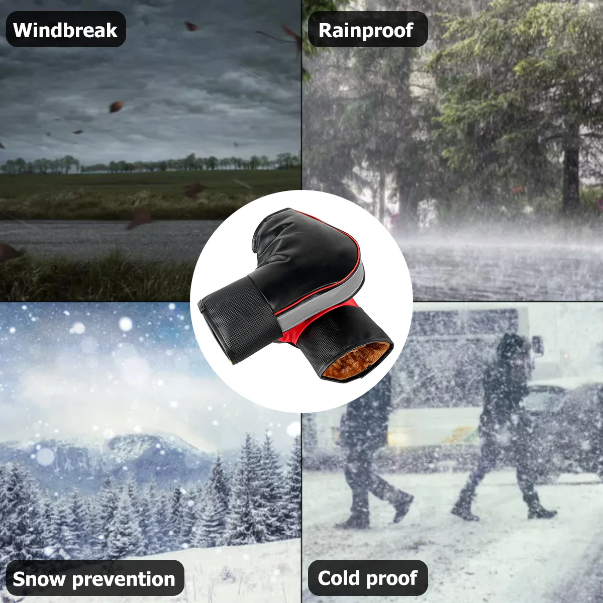 1 par de muffs para guidão de motocicleta, proteção para scooter, grosso e quente, à prova de chuva, luvas aquecedoras de inverno
