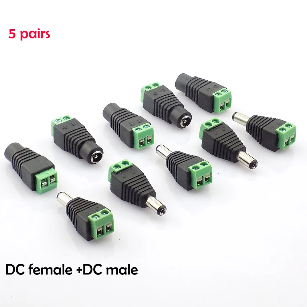 5 pares (10 uds) coaxial Cat5 a Bnc DC enchufe macho conector hembra adaptador de enchufe Av BNC UTP para cámara CCTV Video Balun