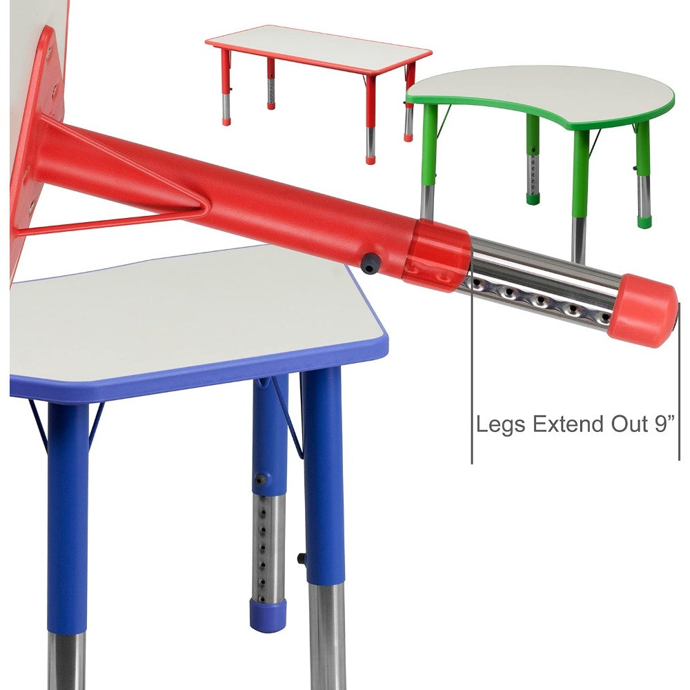 23.625x47.25 Red Plastic Height Adjustable Activity Table