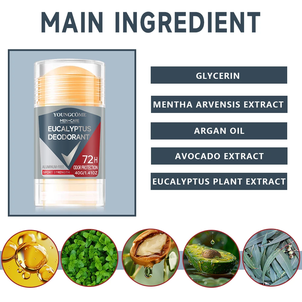 Men eucalypt Deodorant Stick Anti Sweating Keep Drying Lasting Fragrance Remove Armpit Odor Underarm Refresh Sticks Refresh