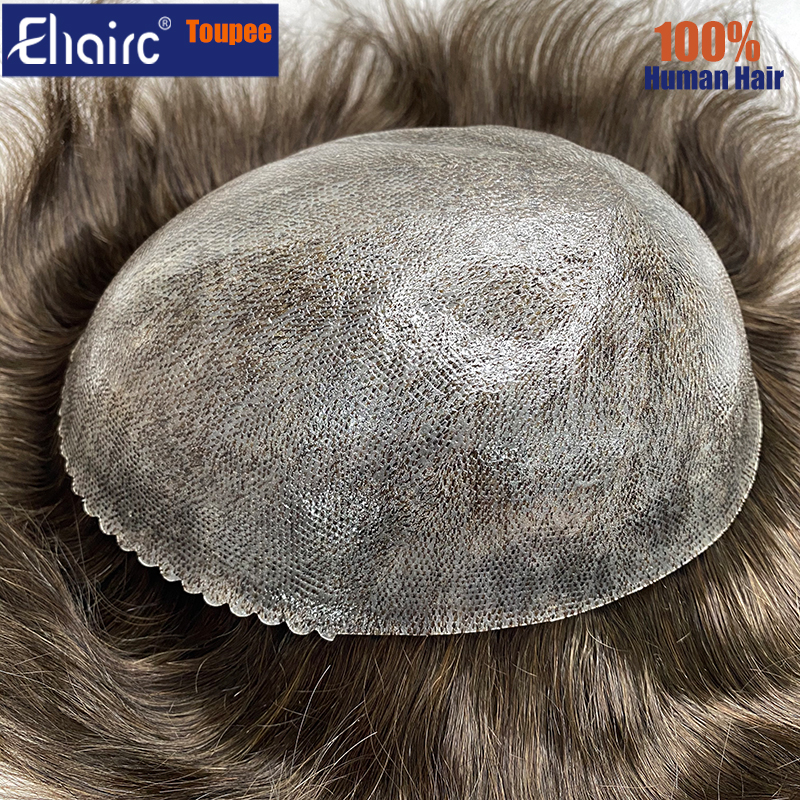 ขาย-ชายผมเทียม 0.12-0.14 มม.ฉีดผิว Toupee ผู้ชาย 6 "ผู้ชาย capillary prothesis วิกผมสําหรับ Man 100% Human Hair ระบบ