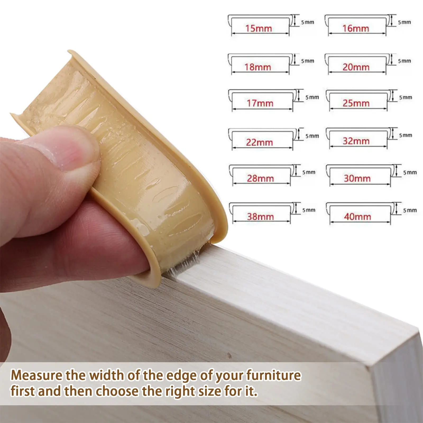 5M U-Shape Edge Banding Strip Self Adhesive Edging Protector for Furniture TPE Veneer Corner & Edge Safety Guards Table Cabinet
