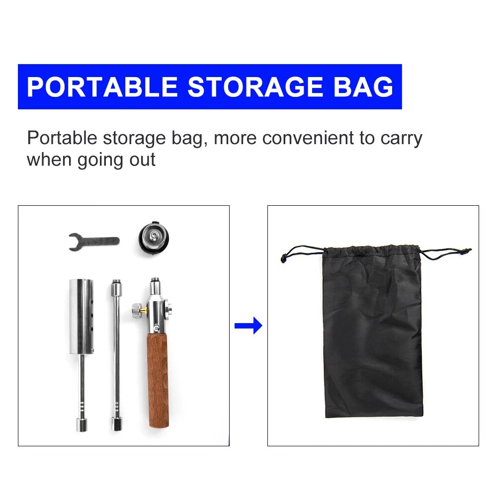 Wideea Camping lange Flamme Zünder im Freien tragbare Holzgriff Brenner Picknick Grill Gastank Spritzpistole abnehmbare Herd Toolkit