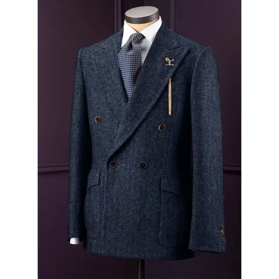 Men's Casual Blazer Herringbone Slim Fit Single Breasted Stylish Comfortable Jacket Men's Coat Double Breasted Blazer Men's Suit