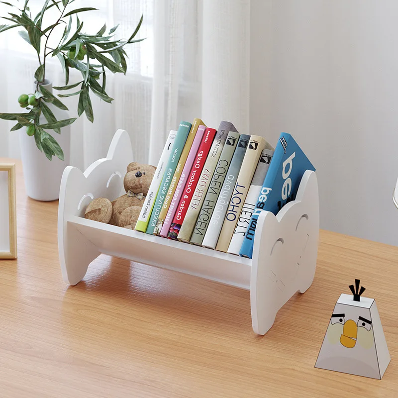 Multifunctional Children's Book Storage Rack Home Finishing Reading Textbooks Movable Bookshelf Desktop Shelf