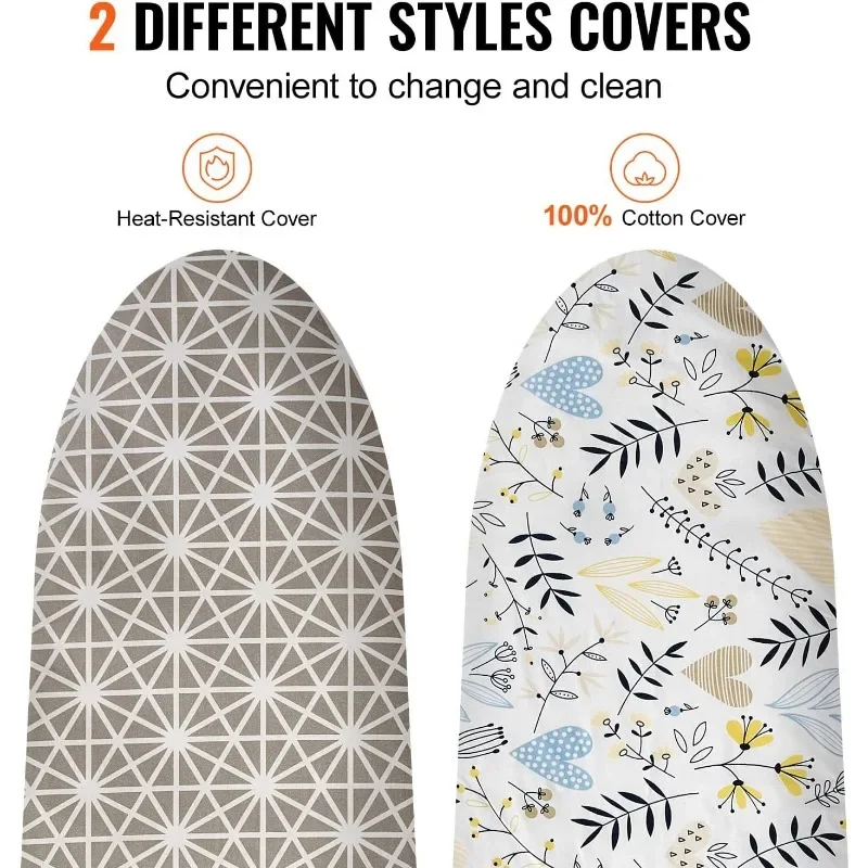 Ironing Board with Large 51 x 13 Ironing Surface, Thickened 4 Layers Iron Board with Heat Resistant Cover and 100% Cotton