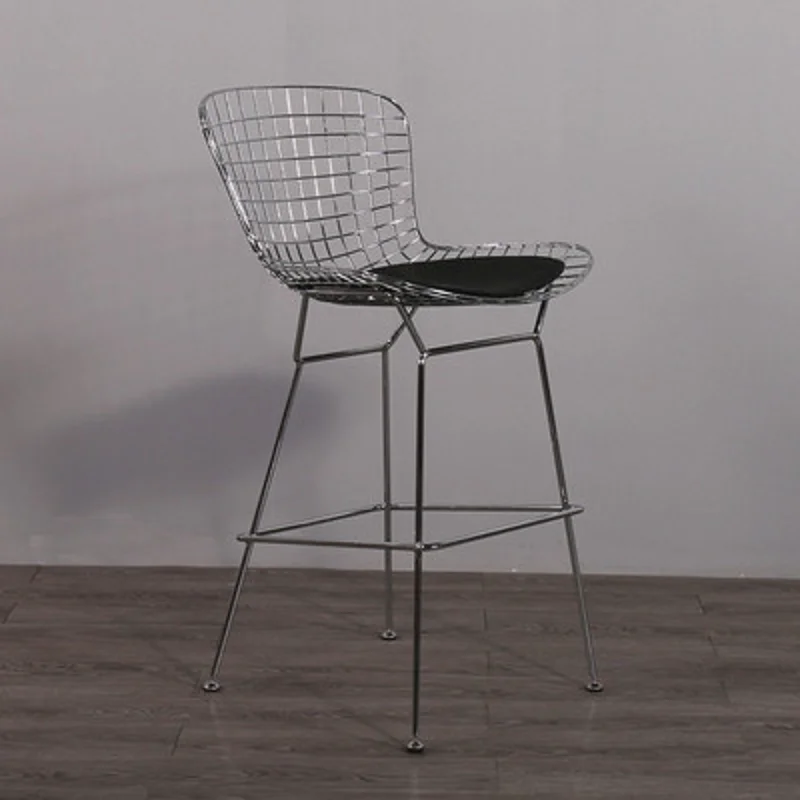 Industrial  Modern Outdoor Metal Bar Chairs Backrest Fashion Steel High Chairs Stainless Fashion Waiting Muebles Furniture