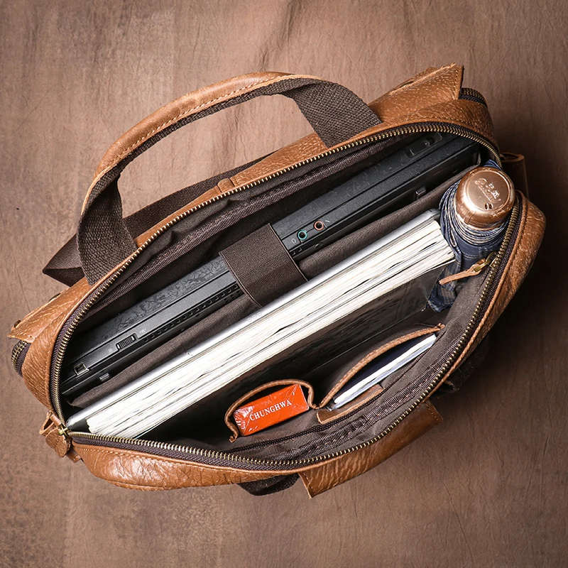 Luokir hochwertige Echt leder Aktentasche Herren Rindsleder Luxus Handtasche Geschäfts reise Retro Computer Tasche für 15-Zoll-Laptop