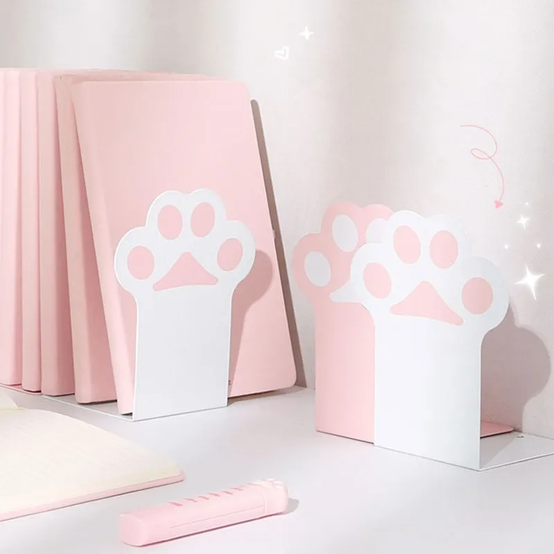 2 個クリエイティブ猫の足ブックエンドかわいい滑り止めブックオーガナイザーデスクトップブックサポート韓国文具学校事務用品