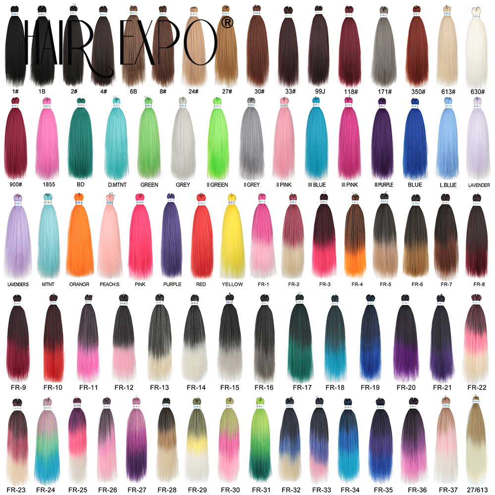 26 Polegada fácil tranças de cabelo sintético colorido pré esticado trança extensões de cabelo jumbo tranças ombre yaki longo cabelo reto