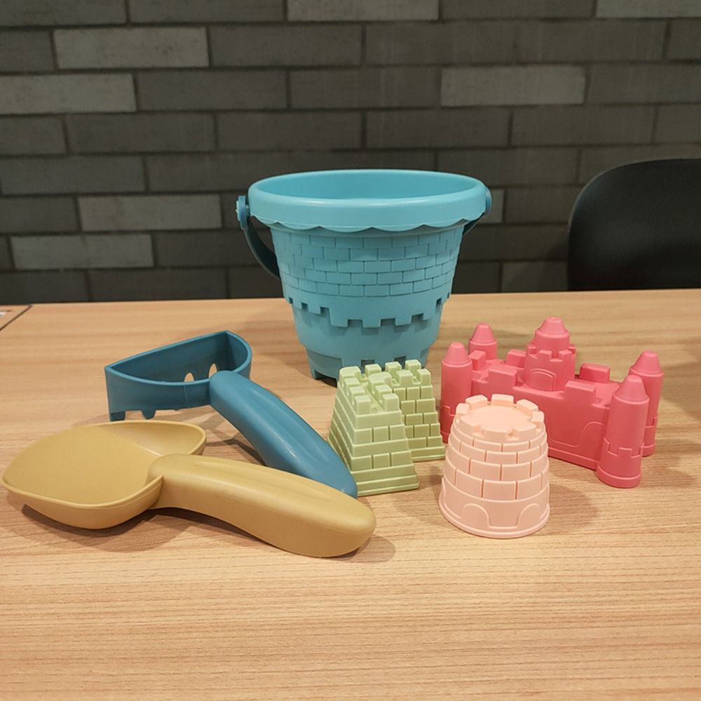 6PCS Plastic Kids Plaything Outdoor Game For Kids Beach Castle Bucket Sand Toys Set Shovel Rake Mold Digging Sand Kit