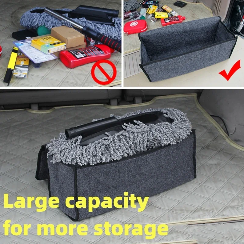 ขนาดใหญ่ Anti SLIP ช่อง BOOT Storage Organizer เครื่องมือกระเป๋าเก็บรถ Trunk Organizer Soft Felt กล่องเก็บอุปกรณ์เสริม