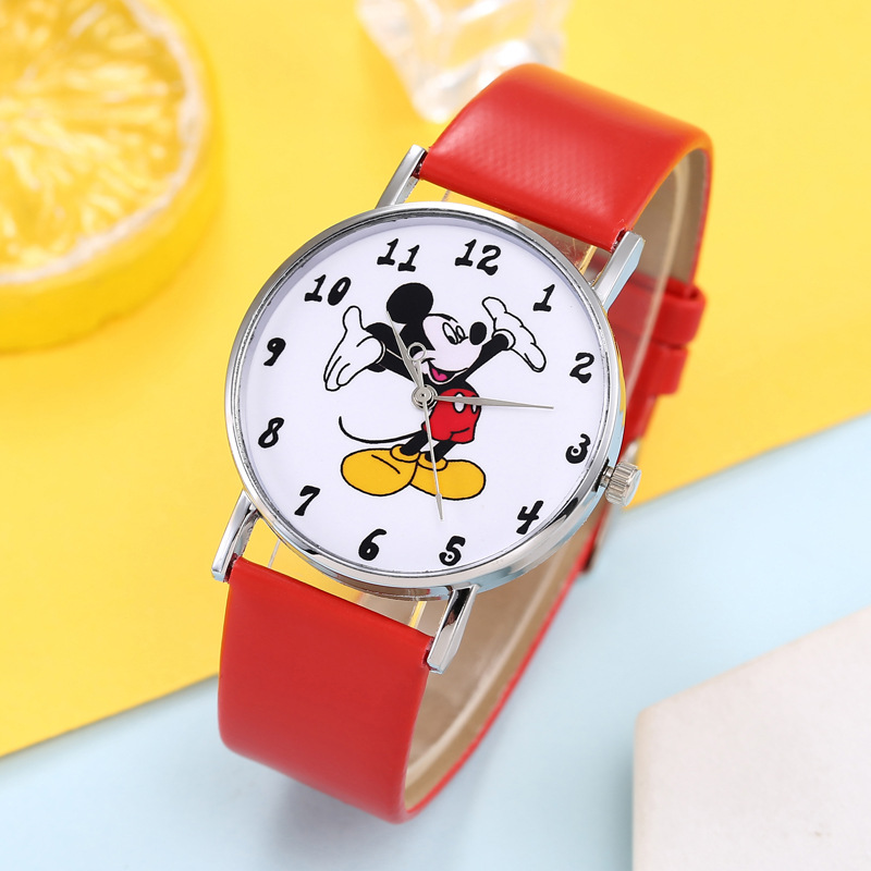 Disney mickey crianças relógio anime figura mickey mouse ponteiro digital de quartzo crianças relógio conjunto + pulseira com caixa presentes