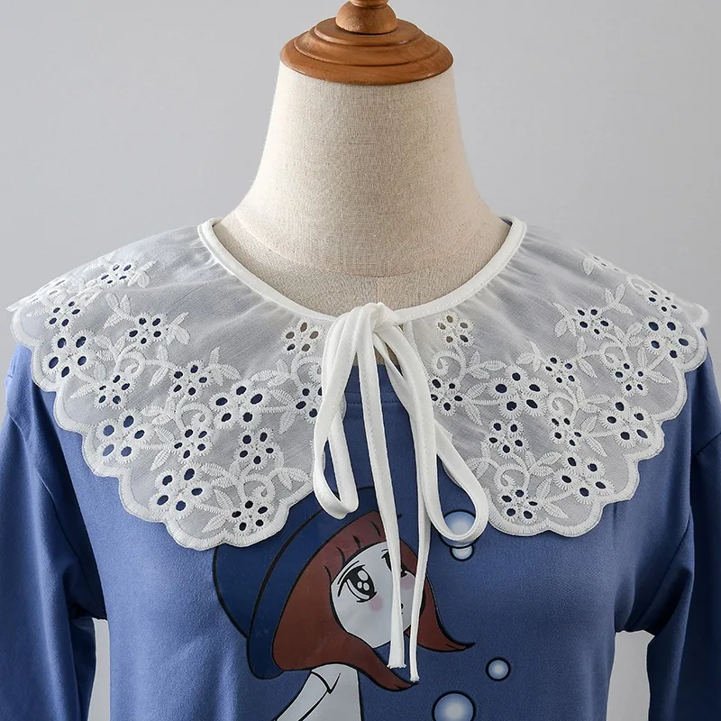Elegante cuello desmontable de encaje blanco: versátil y cómodo, perfecto para capas con camisas y suéteres