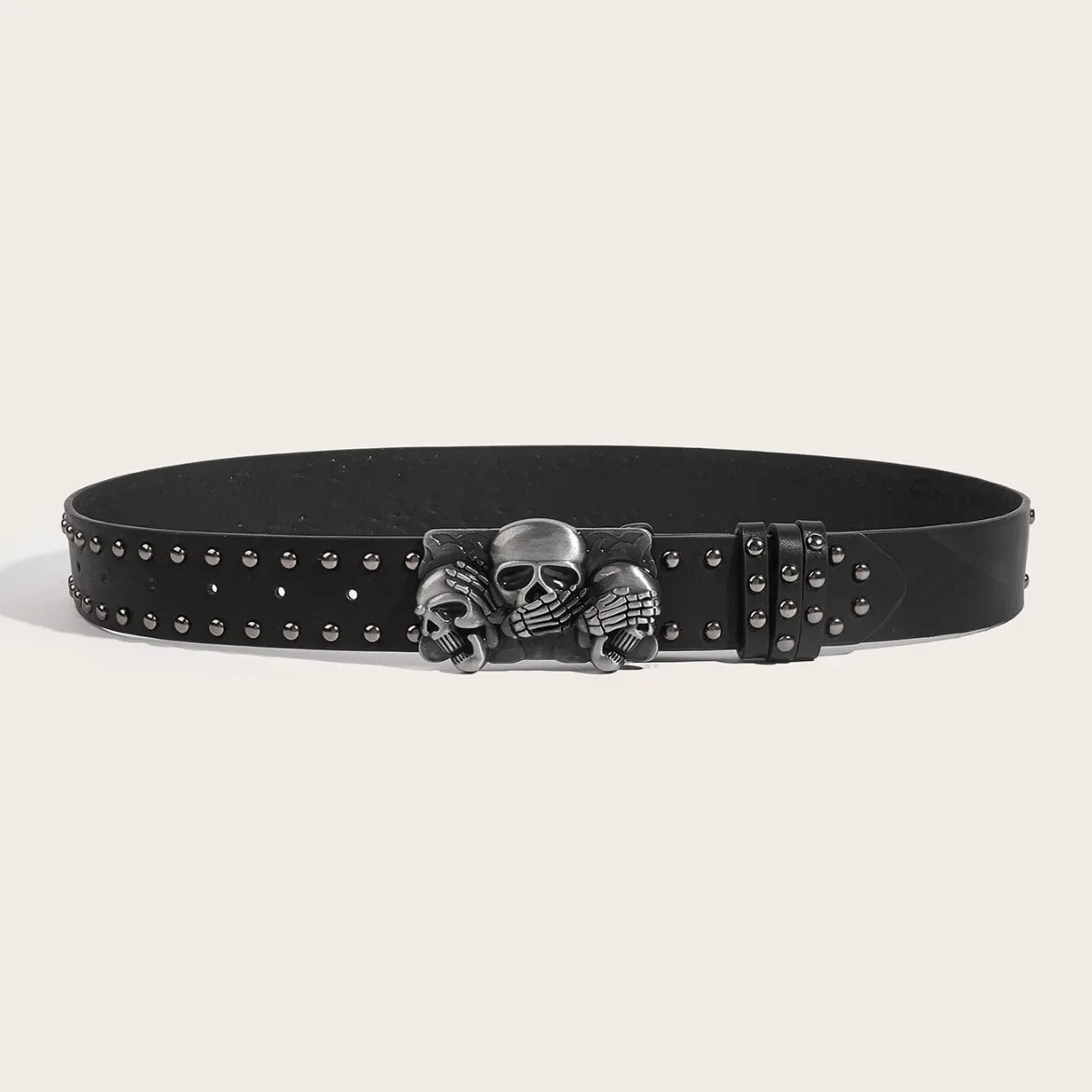 Women's Punk Skull Belt Harajuku Gothic Y2K Rivets Skeleton Hand Decoration Belt Men Girls Leather Belt Halloween Accessories