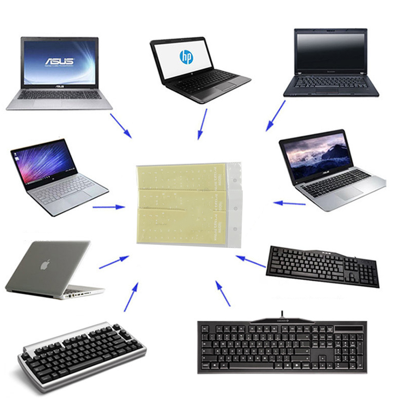 1PC Eco-environment Plastic White Hebrew Laptop/Desktop Computer Keyboard letter keyboard stickers on transparent background