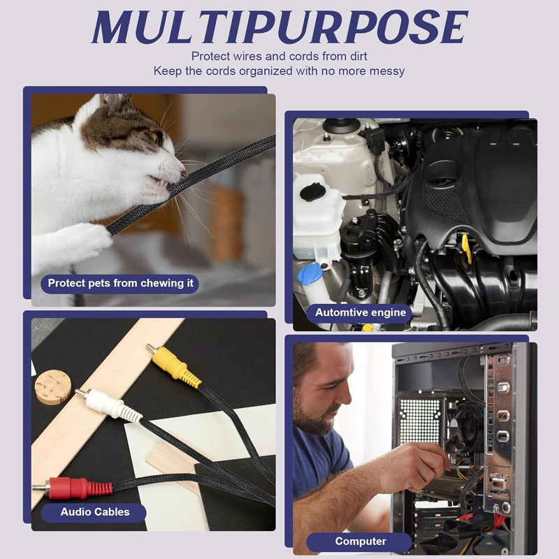 Braided Wire Loom PET Cable Loom Expandable Braided Sleeving Wire Sleeve for TV Computer Home Theater Cable Sleeve 3M/10M