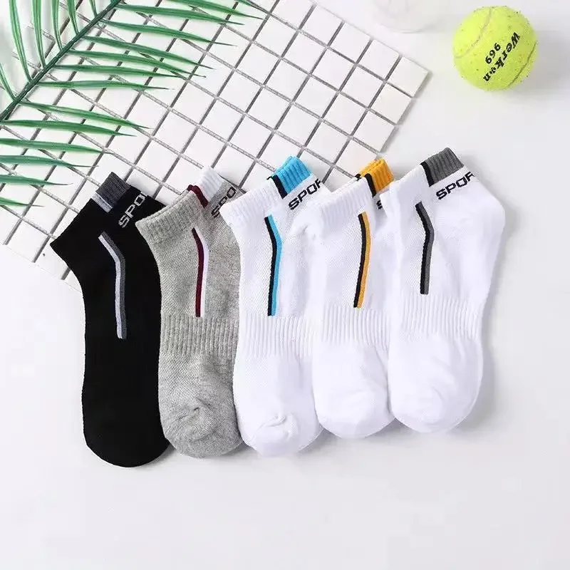 10 pares de calcetines tobilleros de alta calidad para hombre, calcetines deportivos de algodón transpirables, calcetines de malla informales atléticos de verano de corte fino corto Sokken talla 38-48