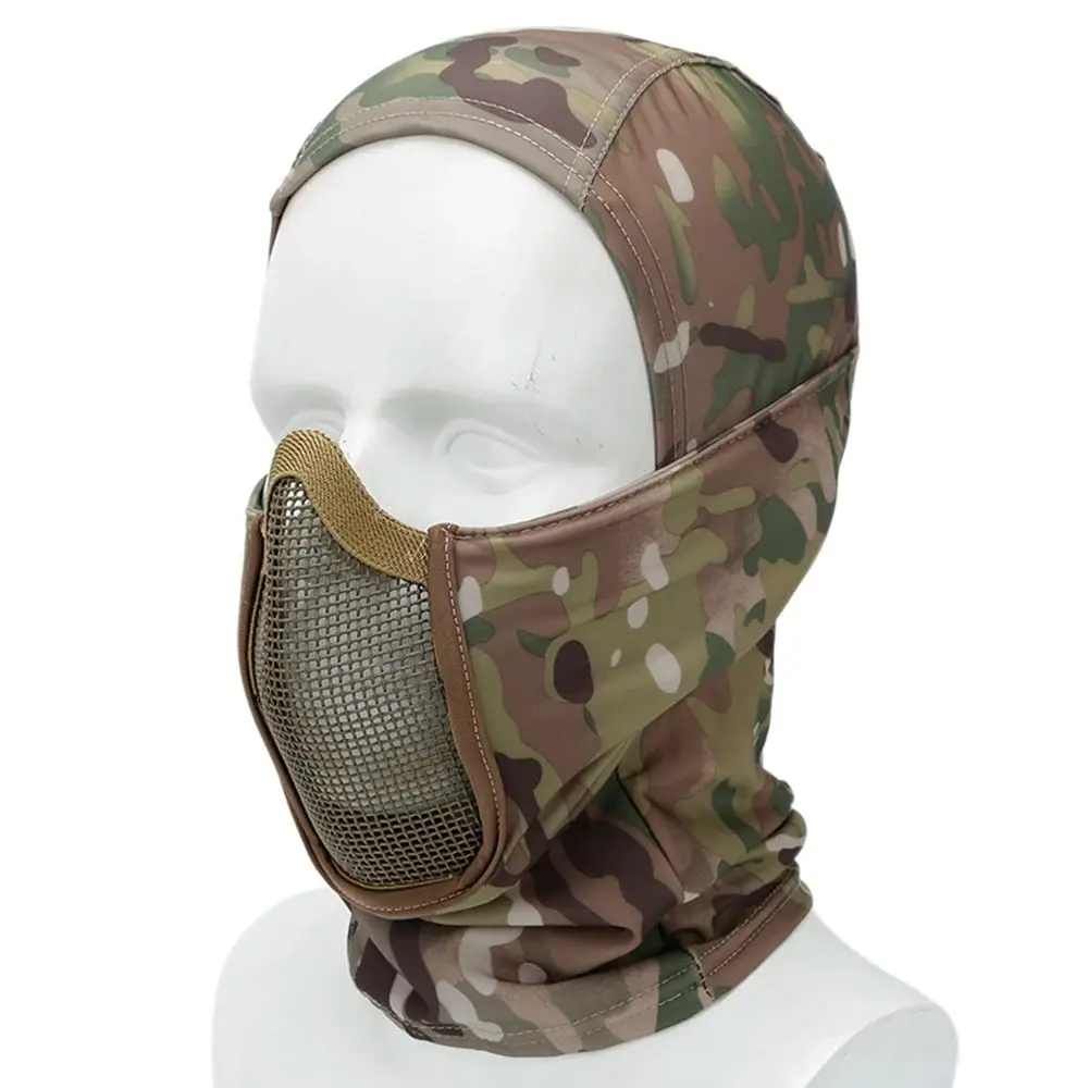 Tactical Full Face Mesh Mask Balaclava Airsoft Paintball Halloween Mask CS Game Hunting Cycling Protective Helmet Liner Cap