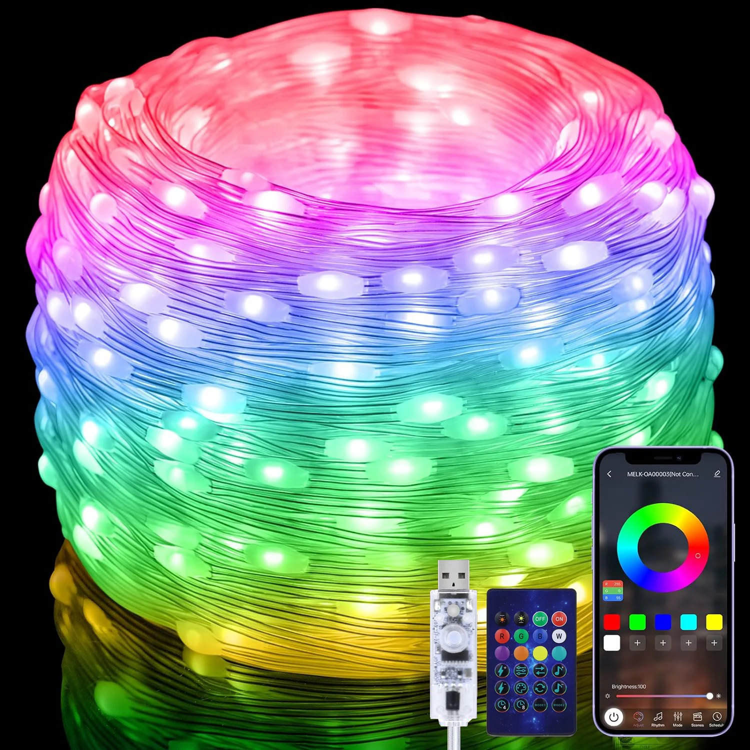 RGB IC Smart String Light DIY светодиодные гирлянды программируемые WS2812B USB гирлянды украшения для дома спальня Рождественская свадьба