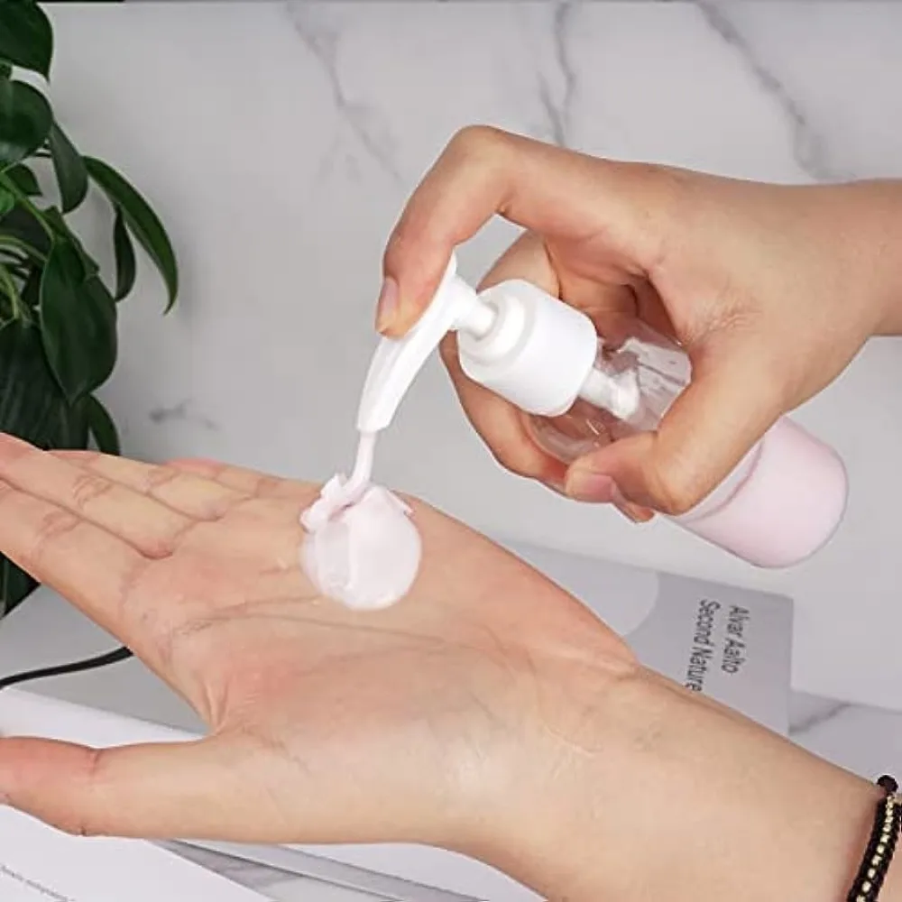 5PCS 100ML Clear Pump Dispenser Bottles Travel Toiletry Lotion Bottles Leak Proof for Lotion Body Wash Shampoo Conditioner