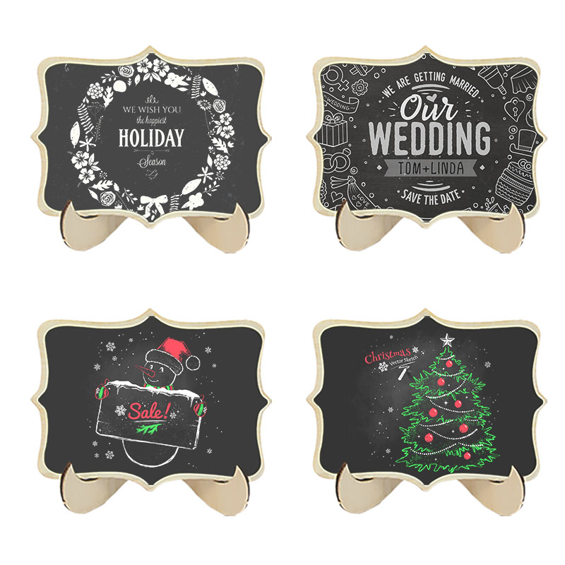 Wooden Blackboard Universal Message Board Chalkboard Portable Wedding Table Place Card Signs Xmas Party DIY Decor Hanging Plaque