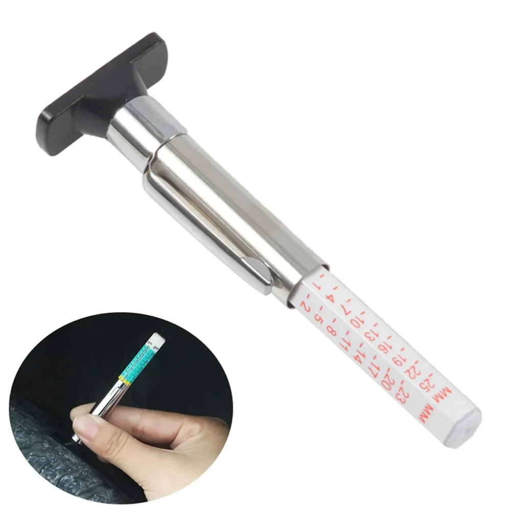 Pluma medidora de neumáticos de coche de 25mm, herramienta Universal de medición de profundidad de patrón de banda de rodadura de neumáticos, medidor de espesor de profundidad de neumáticos automotrices