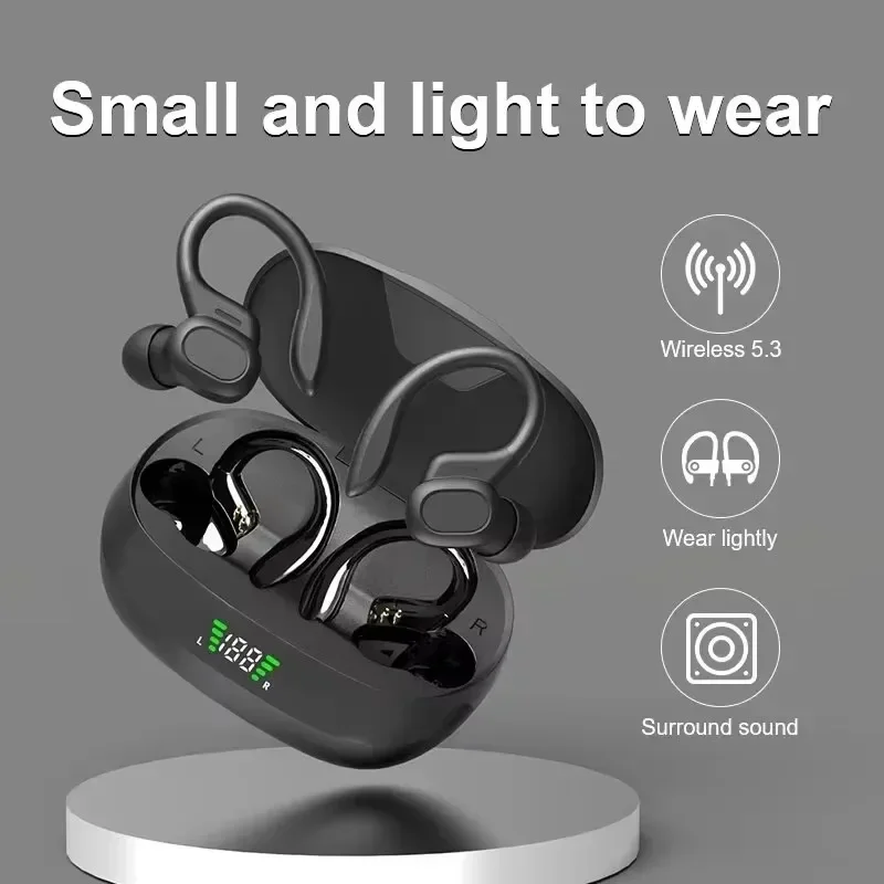 PHONEPACE SP16 oorhangende sport-hardloop Bluetooth-oortelefoon met lange batterijduur Digitaal display Oortelefoon met ruisonderdrukking