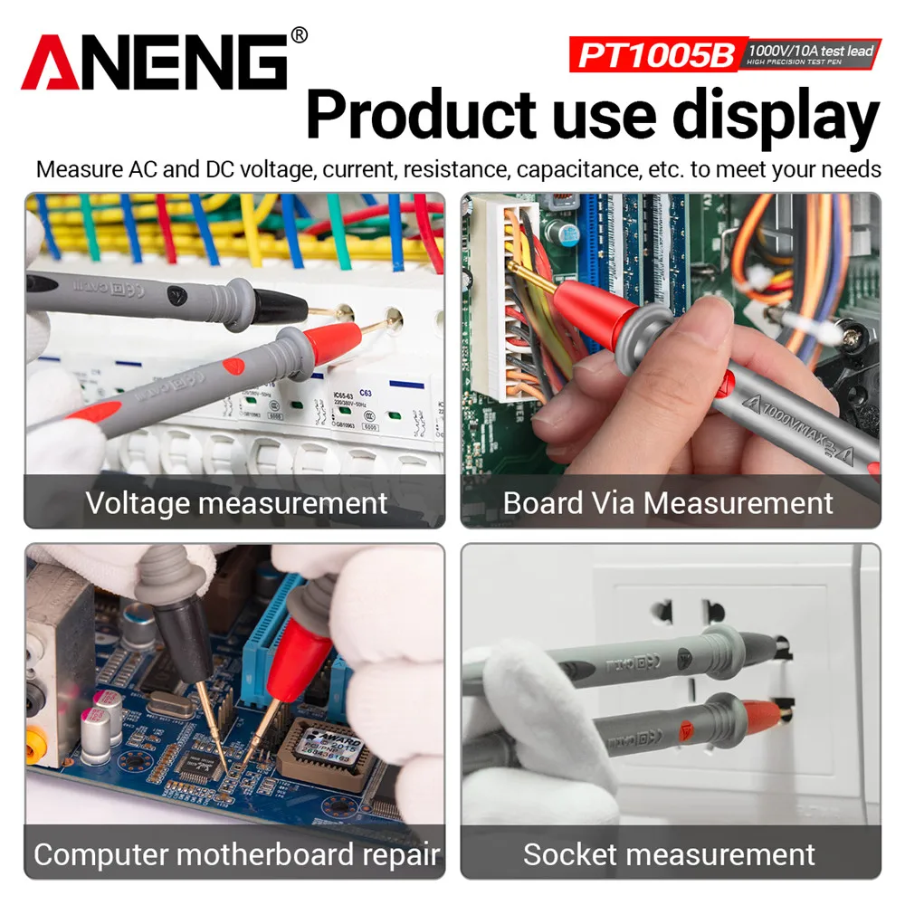 ANENG PT1005B 10A 1000V DIGITAL MULTIMETER Probe Universal ทดสอบเข็ม PIN ปากกาลวดชุดสายเคเบิล Current เครื่องทดสอบโวลต์มิเตอร์ลวด
