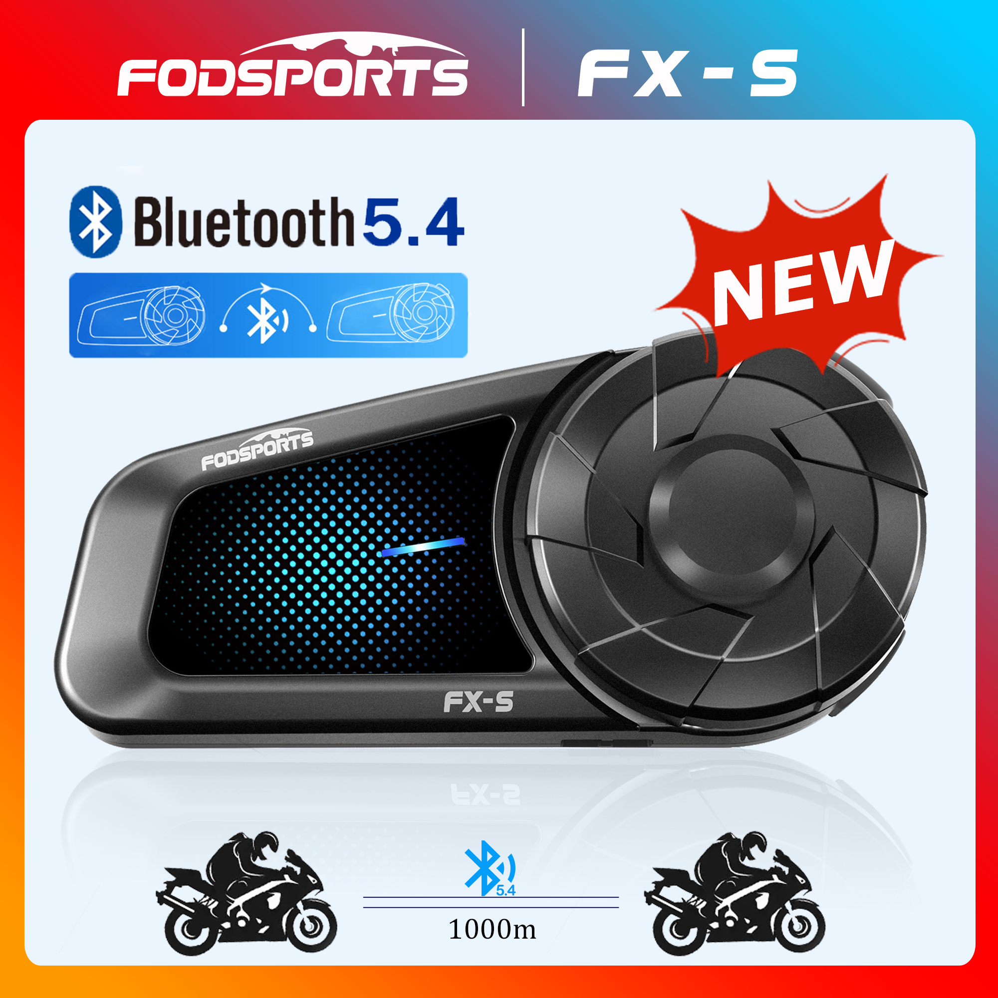 Fodsports FX-S Bluetooth-гарнитуры для шлема Мотоциклетный домофон BT 5,4 Беспроводной Comunicator Мото переговорный телефон 1000 м Водонепроницаемый