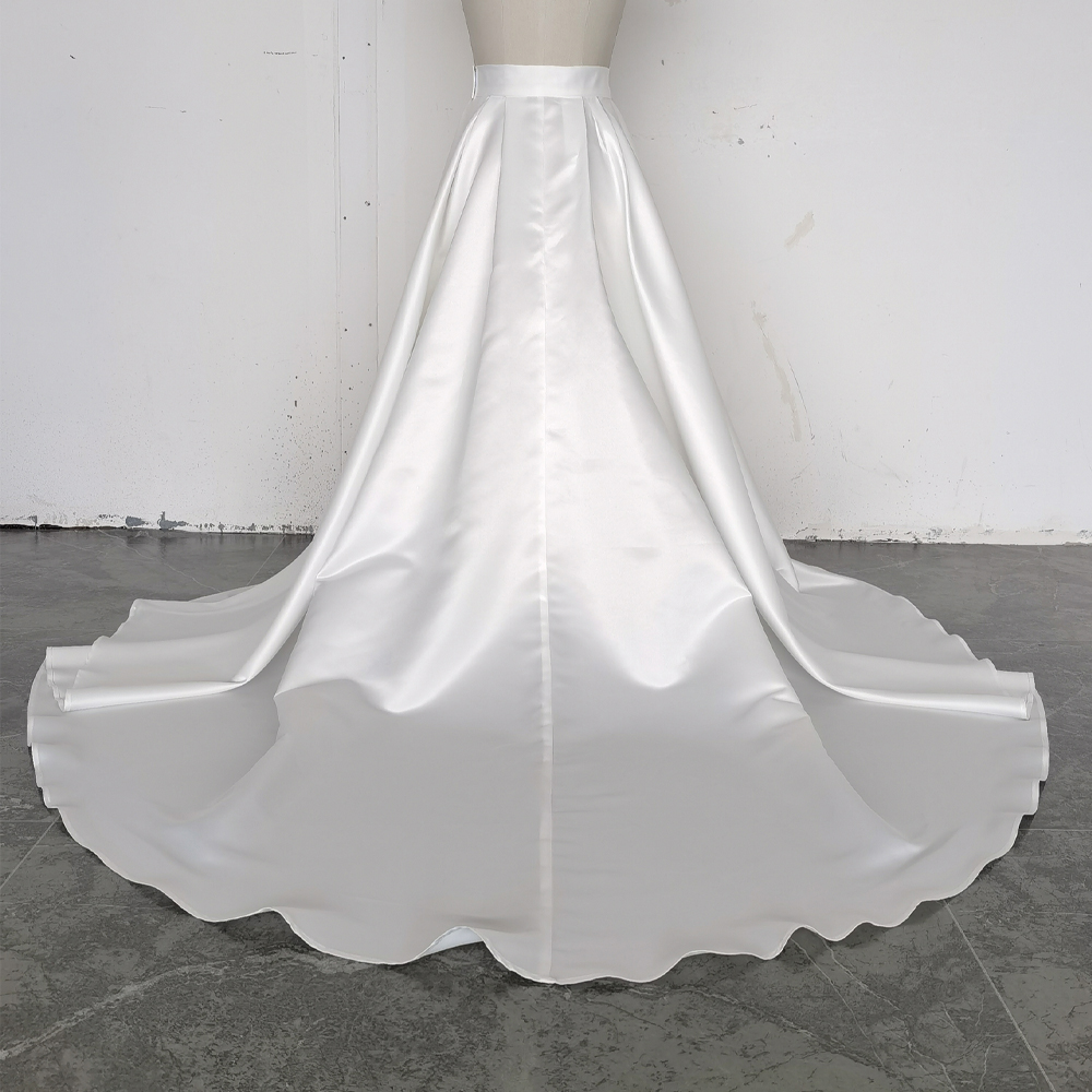 Satijnen bruids afneembare lange trein bruiloft afneembare rok voor jurken tailleband feest overrok