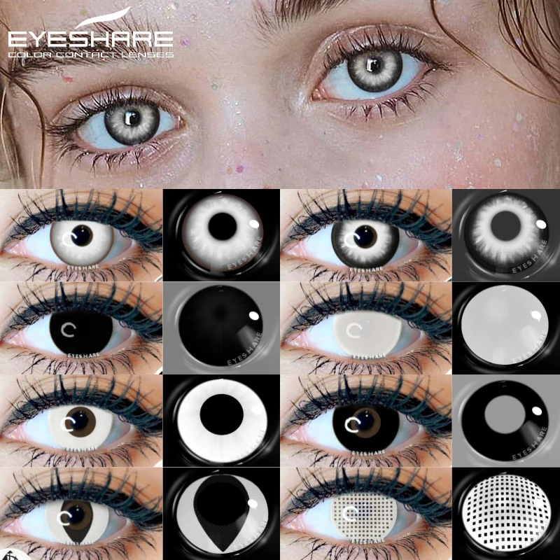 EYESHARE 1 пара контактных линз на Хэллоуин для глаз, линзы для косплея, линзы для аниме, аксессуары для аниме, линзы, черные линзы, белые линзы