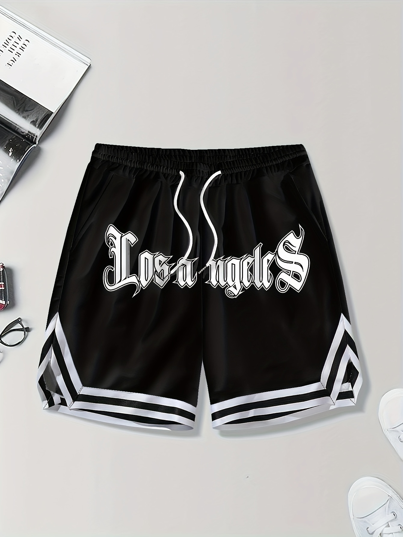 LOS ANGLES Print heren losse grote trekkoord casual minimalistische shorts man broek casual shorts zomer nieuw in herenkleding Thi