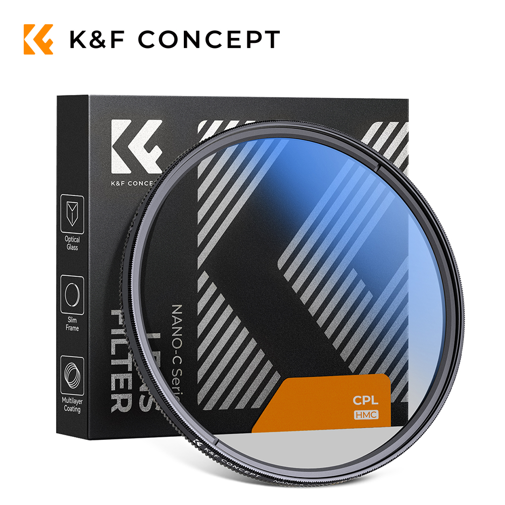K&F Concept MC CPL Круглый поляризационный фильтр Ультратонкий с многослойным покрытием 37/43/46/49/52/55/58/62/67/72/77/82 мм с чистящей салфеткой