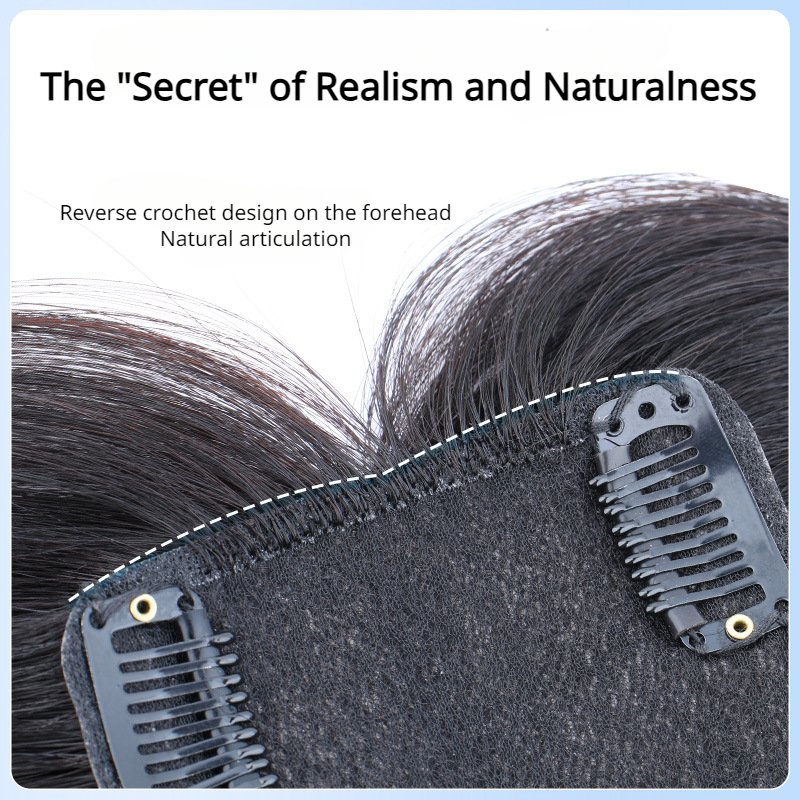 Mode 100% Echte Menselijke Haarstukken Vrouwen Natuurlijke Zwarte Hair Extensions Topper 25 Cm Zwarte Zwaan Mesh Base Top Toupetje Clip pruiken