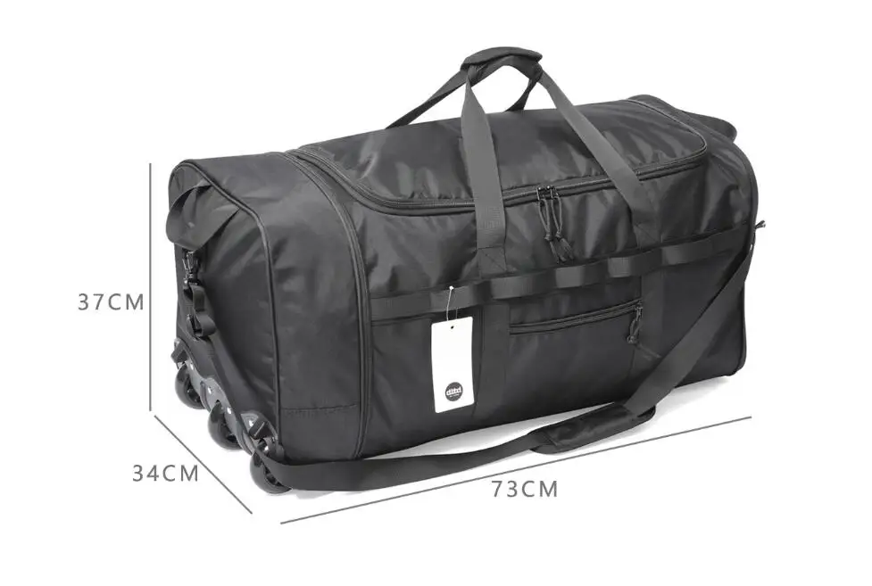 Bolsa de lona dobrável com 90l, com 3 rodas, 28 polegadas, bolsa para movimentação de casa com rodas, grande capacidade, sacos de viagem com rodinhas