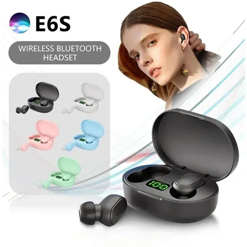 Auriculares Bluetooth TWS E6S, auriculares inalámbricos con cancelación de ruido y micrófono para Xiaomi Redmi