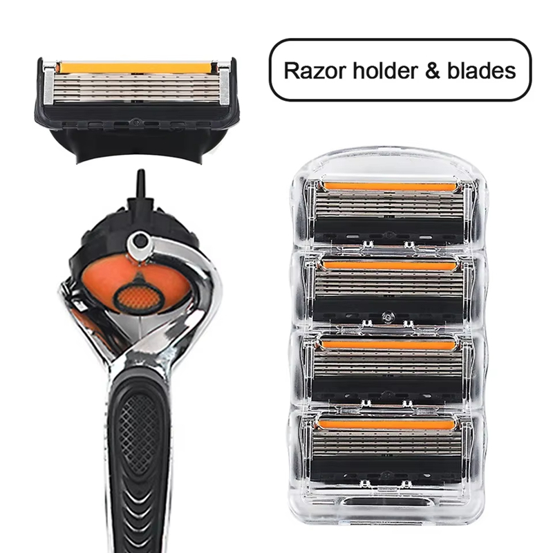 XIAOMI Shaving Razor Shaver Five Layer Blade Manual Razor Blade Men's Face Razor Vintage Beard Blade 8 Blade Razor Holder Sets