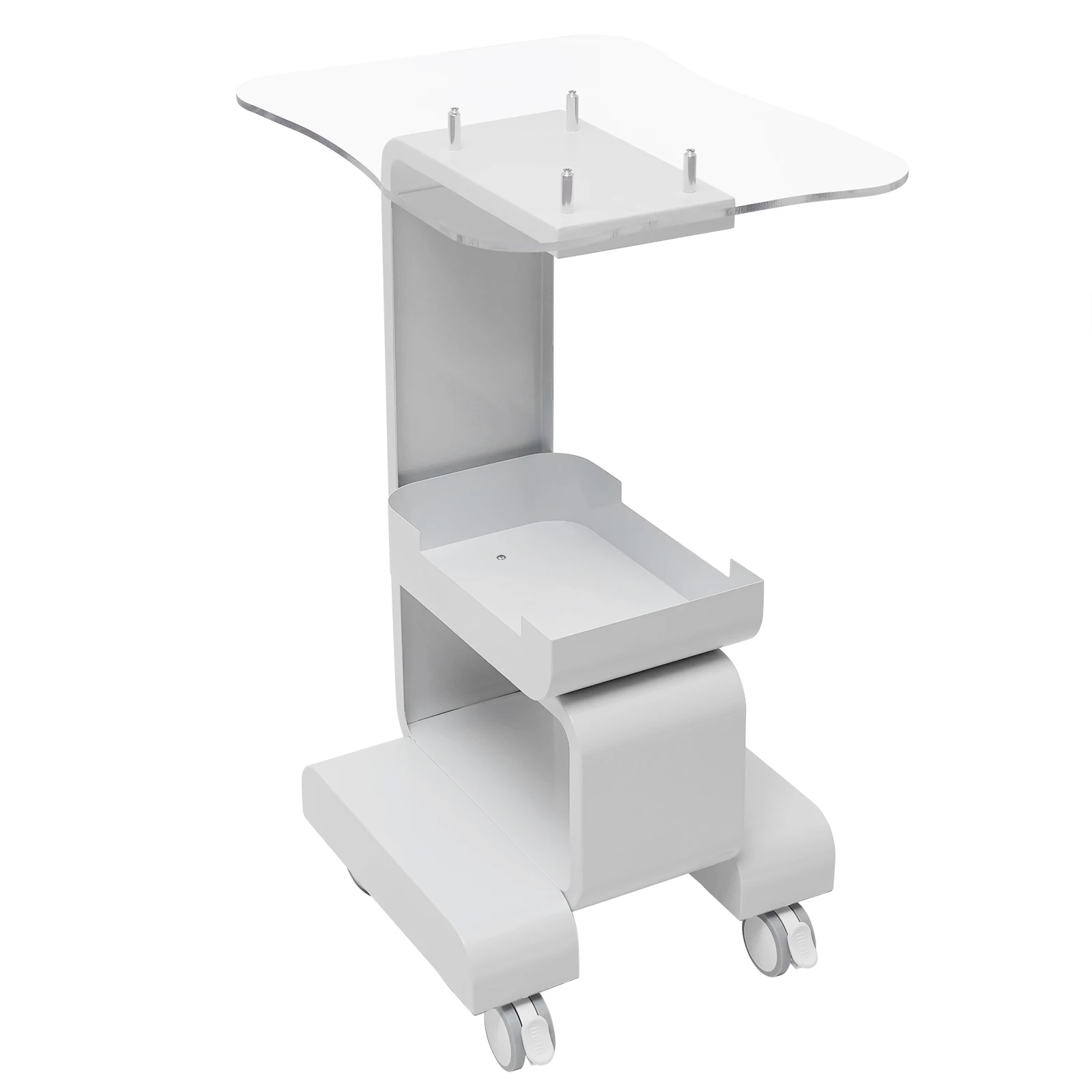 Carrello portaoggetti per salone di bellezza Carrello porta macchina per bellezza SPA Carrello a 2 livelli Movimento flessibile per saloni, negozi di bellezza, ospedali