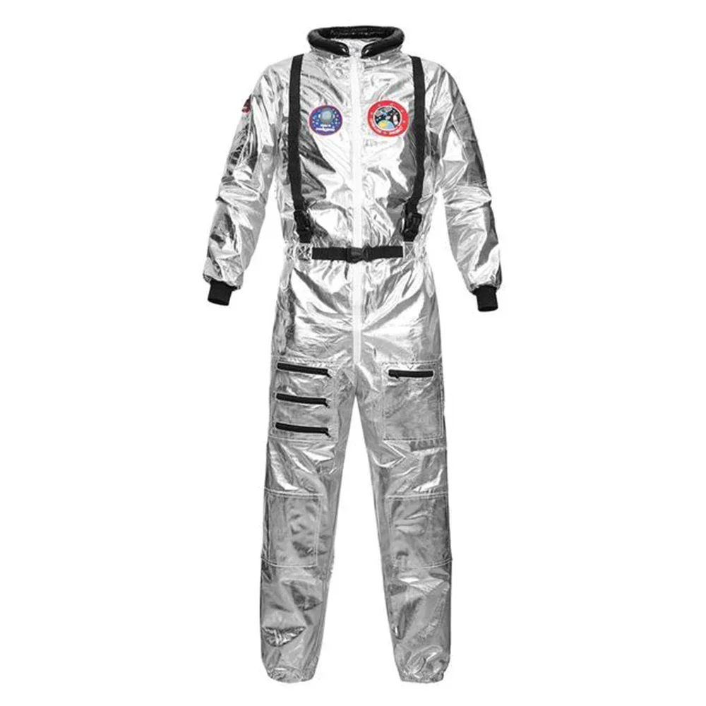 Set cosplay di astronauta spacesuit argento per adulti, festa di carnevale di Halloween, regalo di compleanno