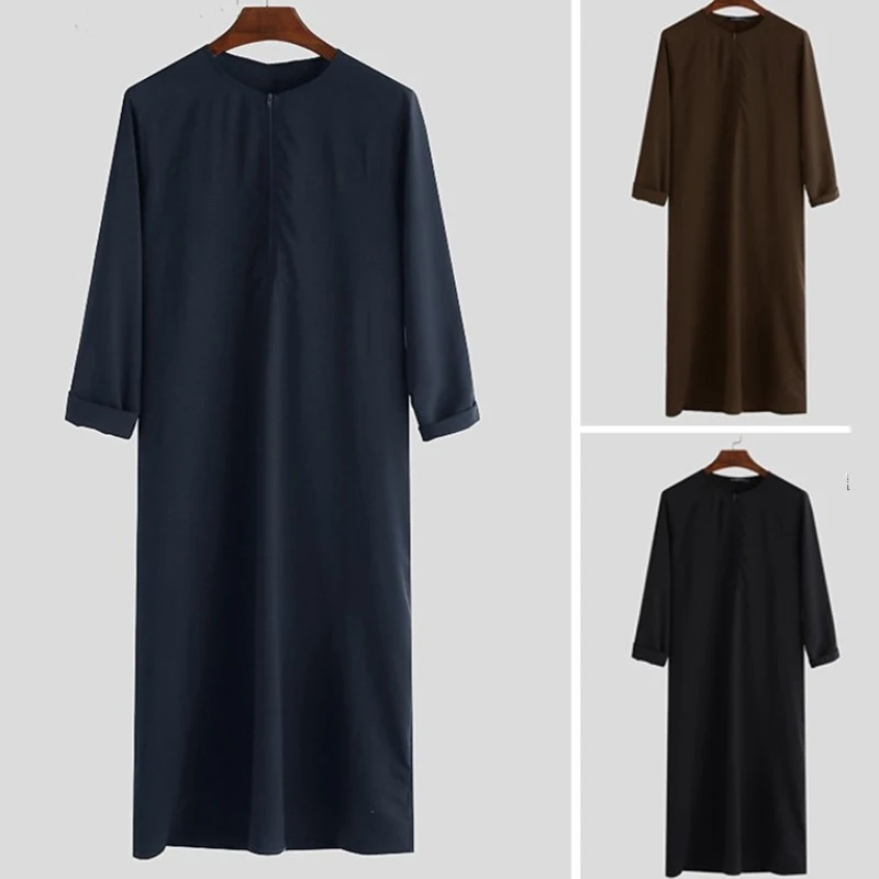 2025 novo zíper masculino islam árabe thobe robe dishesha muçulmano abaya kaftan vestido thoub jubba vestido eid ramadan roupas muçulmanas