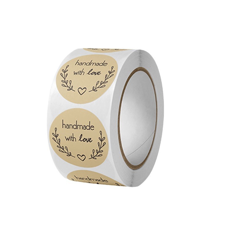 500枚 クラフト紙 手作り 愛を込めてありがとうステッカー DlY デコレーションラベル ギフトやベーキングシーリングを飾るのに最適