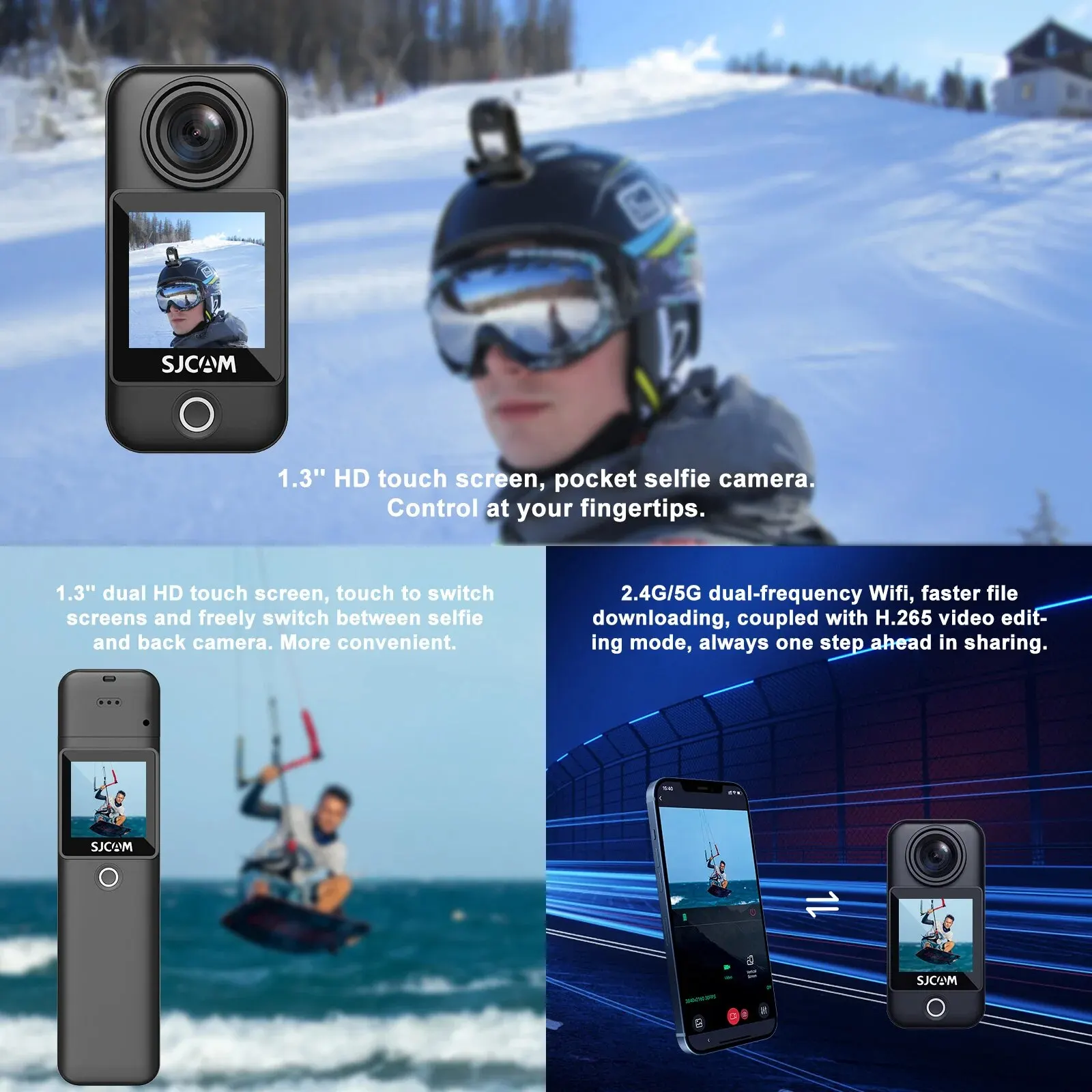 SJCAM C300 caméra d'action de poche 4K/30FPS batterie longue 6 axes stabilisation GYRO 5G WiFi Webcam à distance Sport DV caméra de prise de vue