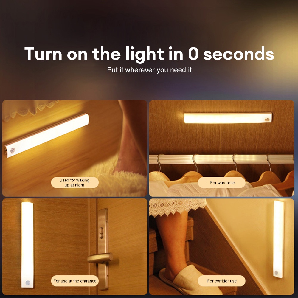 Night Light USB Charging Led Lights Motion Sensor LED Bar Light Dimmable Light Detector Portable for Kitchen Indoor Lighting