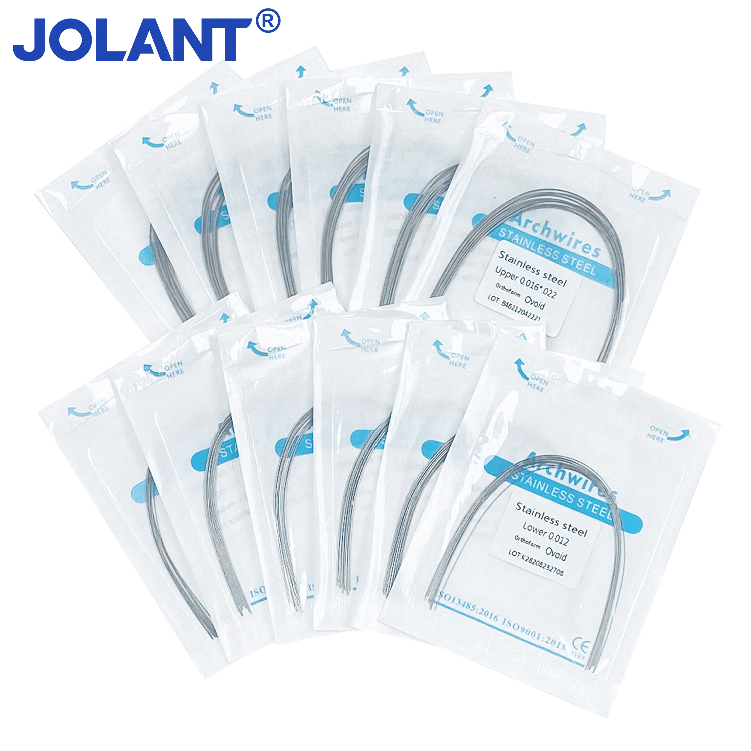 JOLANT 10 unids/pack de alambres de arco Dental de acero inoxidable redondo/rectangular ovóide/forma Natural arco de ortodoncia herramienta de dentista