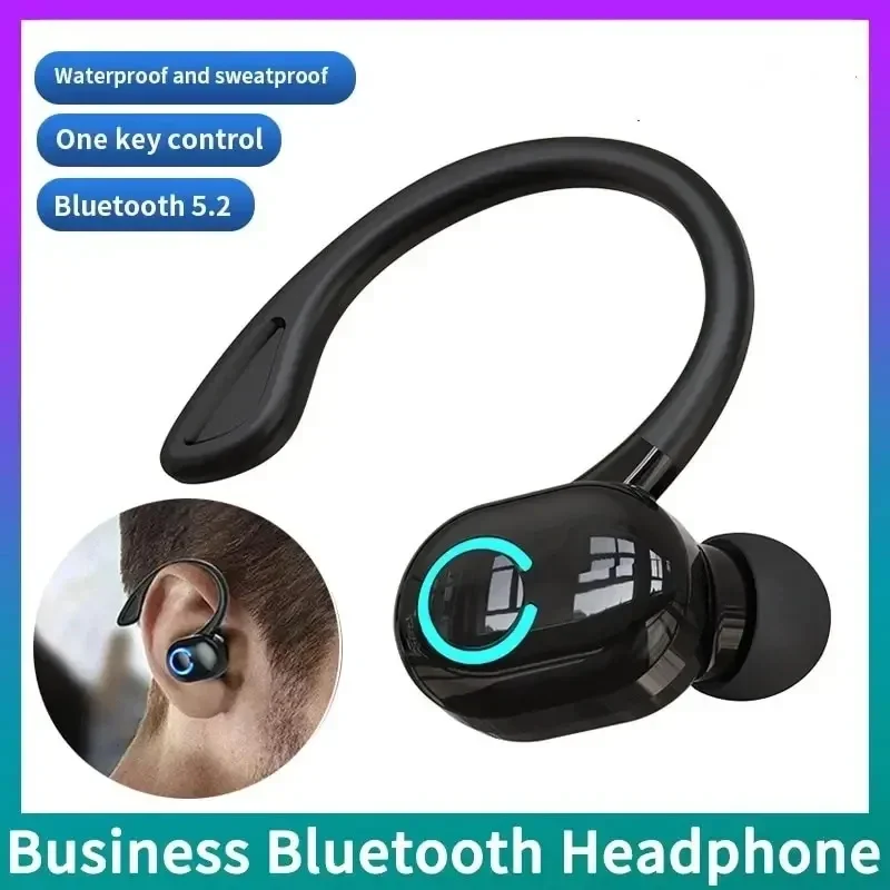 Bluetooth 5,2 Business Wireless Kopfhörer Ohr haken Mini Hifi Bass Noise Cancel ling Kopfhörer mit Mikrofon Ohrhörer Sportspiel Headset